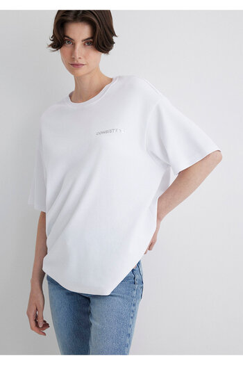 Mavi Λευκό μπλουζάκι με στάμπα συνεπειών Oversize / Φαρδιά κοπή 1612756 -620