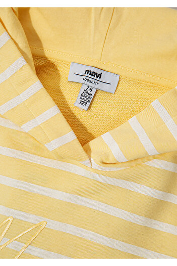 Mavi Logo Baskılı Çizgili Sarı Sweatshirt 7S10100-89149