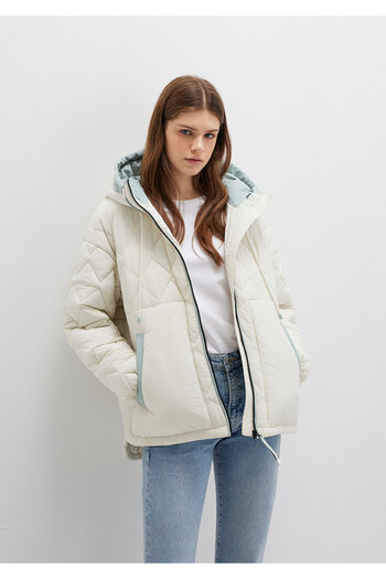 Mavi Ecru Quilted Hooded Jacket - Loose Cut 1110499 -86412