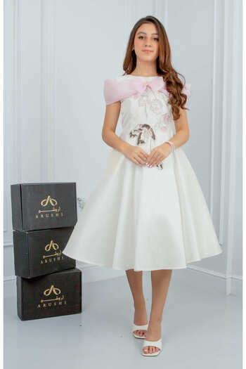 arushi White Mikado Evening Dress