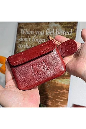 Miniso black Retro Rose Red Cute Anime Peripherals Hellokitty Leather Wallet Fashion Charm Japanese Girl Mi