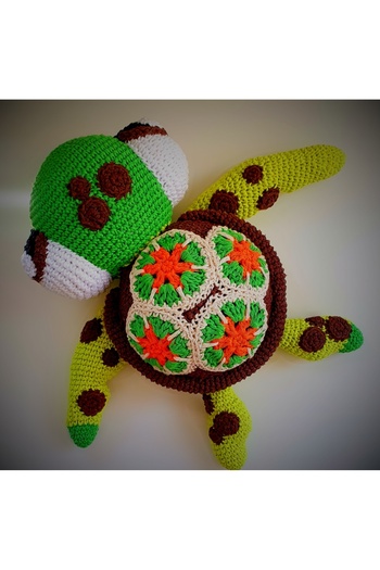 handmadeproducts Happy Turtle, approx. 30 cm, handmade crochet, amigurumi, 100% handmade, very large turtle