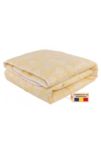 Boema Home Deco Goose down and feather duvet, 200 x 220 cm, Yellow with silver roses