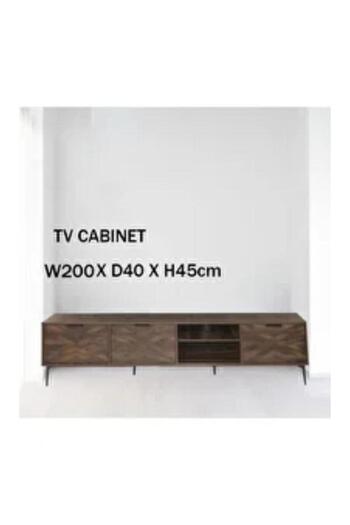 Crestj TV Table, Large Wooden Media Console Table for Living Room with 2 Storage Shelves and 2 Drawers 200x40x45cm