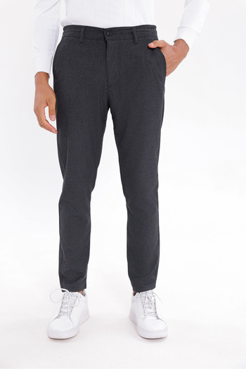 Firststops Men's Anthracite Linen Look Comfortable Fit Breathable Lace-Up Trousers