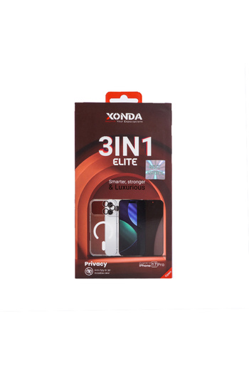 xonda ZONDA 3 in 1 Privacy Tempered Glass + Hard Case + Camera Lens Protector Set for iPhone 17 Pro