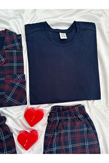 Lena Homewears Günlük Rahat Pamuklu Sevgili Çift Uzun Kollu Pijama Takımı (2'Lİ SET)