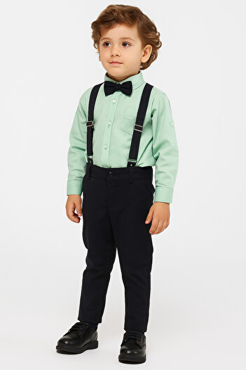 Casabony 4-Piece Set Shirt & Pants & Bow Tie & Hanger Boys' Suit