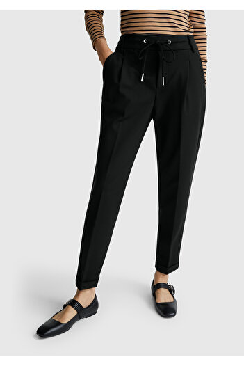 United Colors of Benetton Women's Black Elastic Waist Trousers