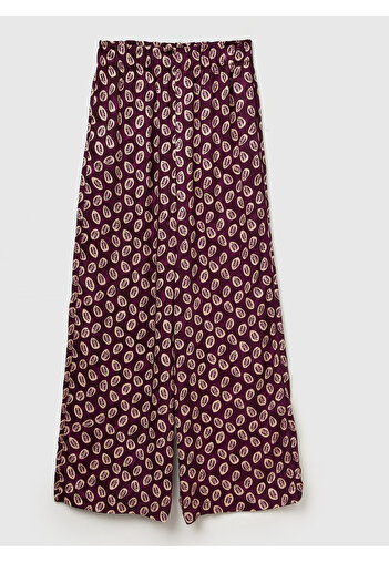 United Colors of Benetton Women's Pink Mix 100% Viscose Comfortable Cut Elastic Waist Trousers with Pockets
