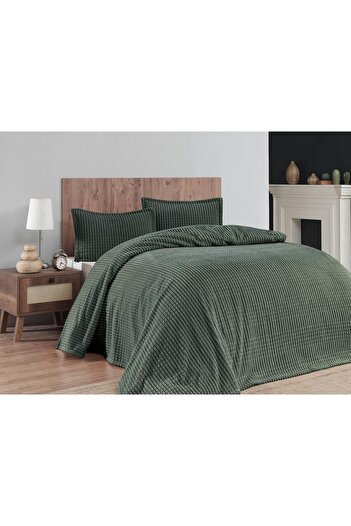 Merinos Modern Line 3 Piece Double Blanket Set Boxed 220X240 Khaki