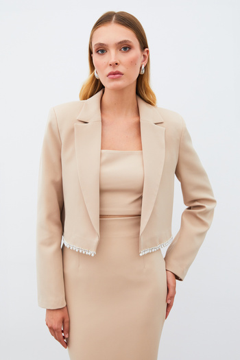 Sateen Jachetă scurtă cu accesorii - Bej