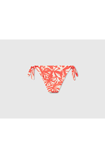 United Colors of Benetton Women's Orange Coral Patterned Double Sided Bikini Bottom
