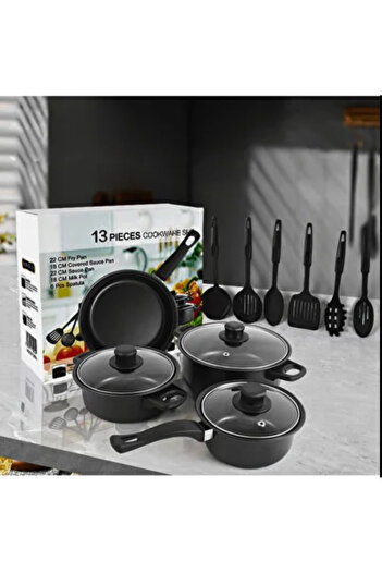 Razo Set mini de oale si ustensile de bucătărie pentru gătit 1/2 persoane,13 piese, 22cm/18/18/16cm