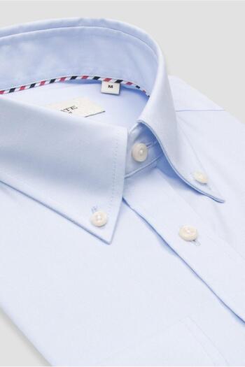 Abbate Matteo Non Iron Oxford Cotton Comfort Fit Light Blue Button-Down Collar Men's Solid Shirt