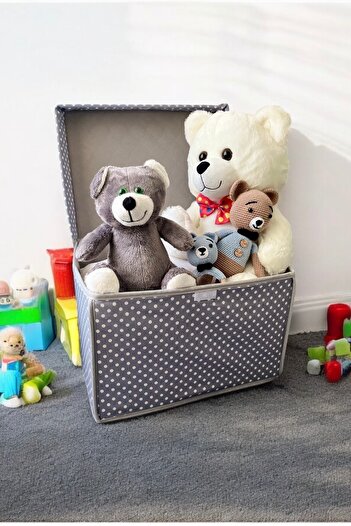 VAYBE Mini Multi-Purpose Storage Box, Box Storage, Box, Organizer, Toy Box Gray Polka Dot Pattern 30x40x25