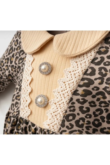 genybaby Leopard Seasonal Jumpsuit 2-Piece Combination with Bandana Gift