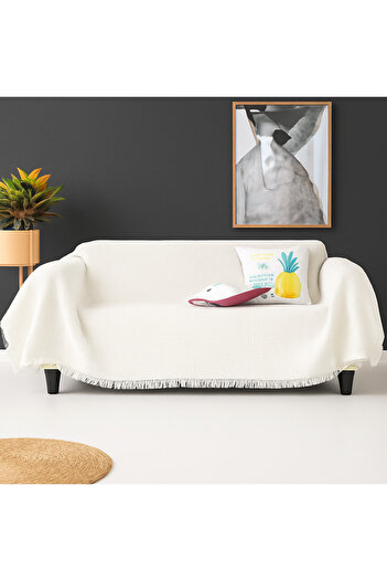 Rell Home Бавовняна тканина для дивана 170x350 см Battal Boy – Плед для телевізора з бахромою та декоративний чохол для дивана