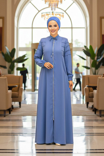 Neva Style Blue Hijab Ferace with Pockets 20031m