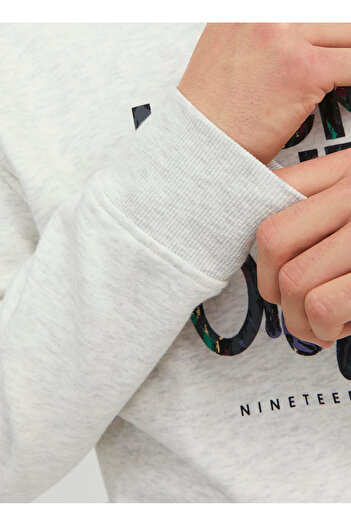 Jack & Jones Ανδρικό φούτερ Crew Neck ανοιχτό γκρι 12242366_JORSILVERLAKE SWEAT CREW N