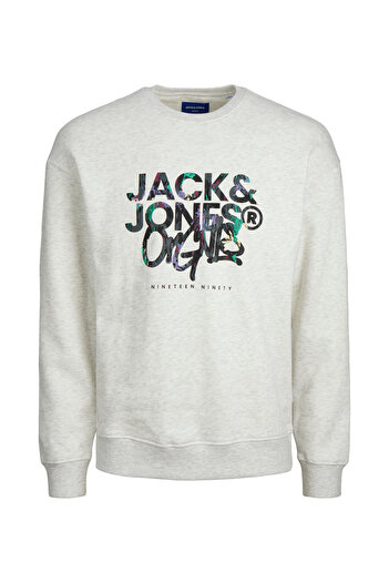 Jack & Jones Ανδρικό φούτερ Crew Neck ανοιχτό γκρι 12242366_JORSILVERLAKE SWEAT CREW N