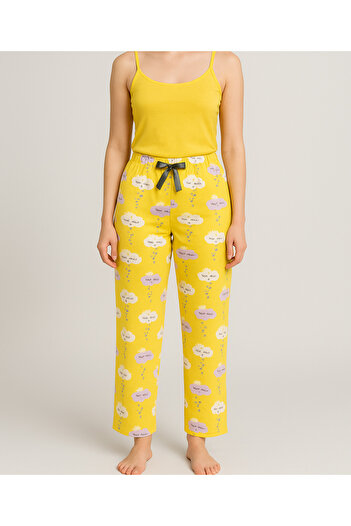Lady Queen Lycra Ring Viscose Bottom Pajamas