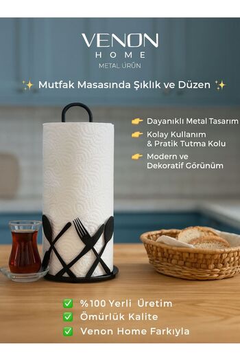 VENON Fork Spoon Knife Metal Paper Towel Holder, Roll Towel Holder, Napkin Holder Countertop Paper Towel Holder Upright