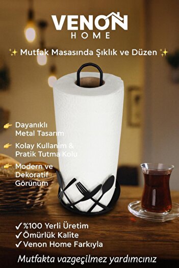 VENON Çatal Kaşık Bıçak Metal Kağıt Havluluk ,Rulo Havluluk,Peçetelik Tezgah Üstü Kağıt Havluluk Dik