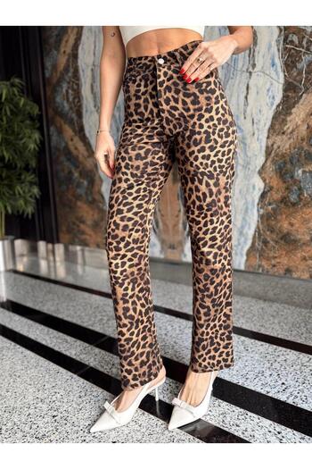 Maldia Shop Women's Lycra Mom Jean Leopard Pants
