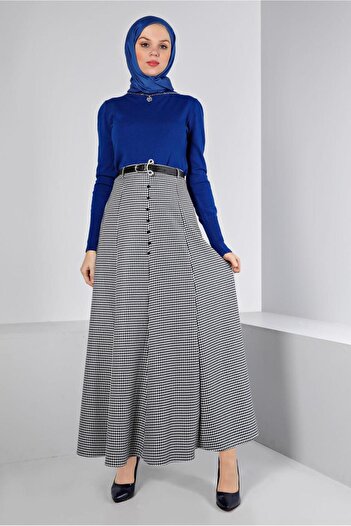 Alvina SCRATCH PATTERNED BUTTONED SKIRT 60345