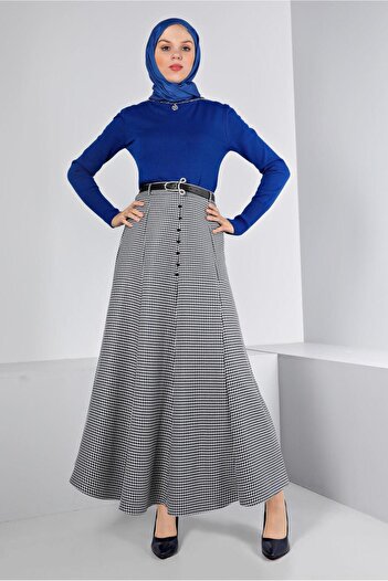 Alvina SCRATCH PATTERNED BUTTONED SKIRT 60345