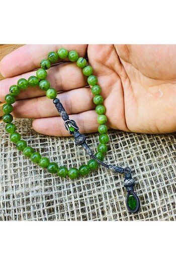 dergah tesbih Silver Jade Stone Rosary