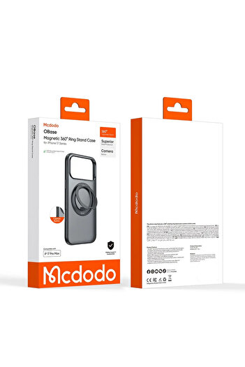 Mcdodo PC-1872 iPhone 17 Pro Max Yakalama Düğmeli Manyetik 360° Halka Standlı Kılıf