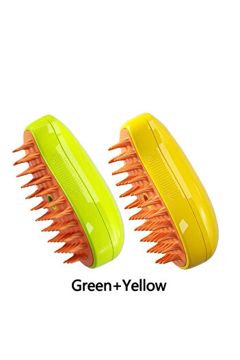 Choice Green and Yellow Cat Dog Steamy Brush Steam Brush Electric Sprayer for Massage Pet Grooming tool She