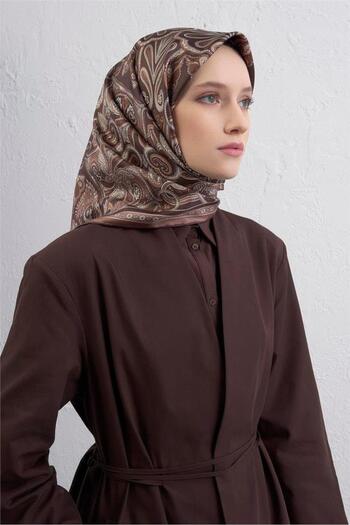 Armine Φουλάρι Sura Pure Silk 9421 - 32 Καφέ Μικτό σχέδιο