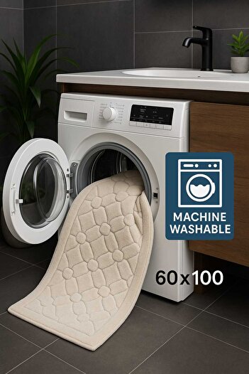 HOMEMOME Cotton Bath Mat Flower Set of 2 Ecru 60*100 & 50*60