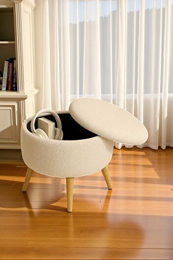 VISIONARIO SIENA Teddy Oval Sandıklı Puf – Ahşap Retro Ayaklı Dekoratif Bench