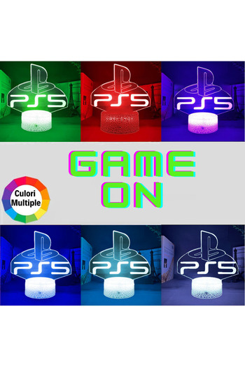 LEBLOU 3D LED gaming lamp with optical illusion and base with touch control, USB or batteries PS5 model