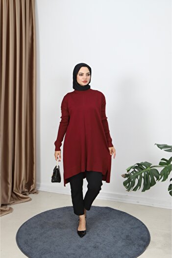 NİSUM MODA Ribbed Mercerized Tunic with Sleeves