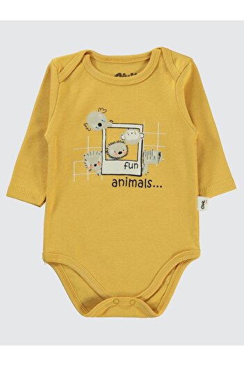Civil Baby Fun Animals Baskılı 3'lü 6-18 Takım - Hardal18-24 Ay