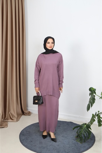 NİSUM MODA Button Detailed Mercerized Skirt Suit