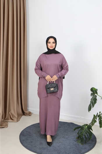 NİSUM MODA Button Detailed Mercerized Skirt Suit
