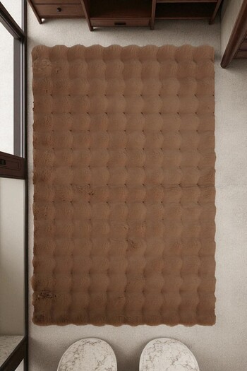 Prizma Non-Slip Bubble Single Bath Rug and Mat - Brown (75X110Cm)