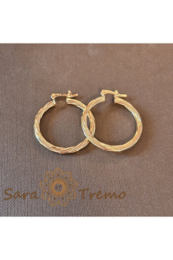 saratremo Braided Earrings 3 cm with Stamp - Elegant Design with Unique Braiding
