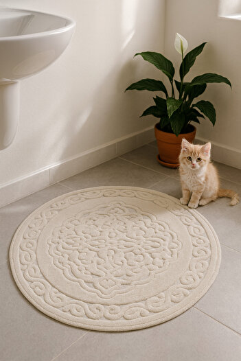 HOMEMOME Round Bath Mat 60X60 Cream Color