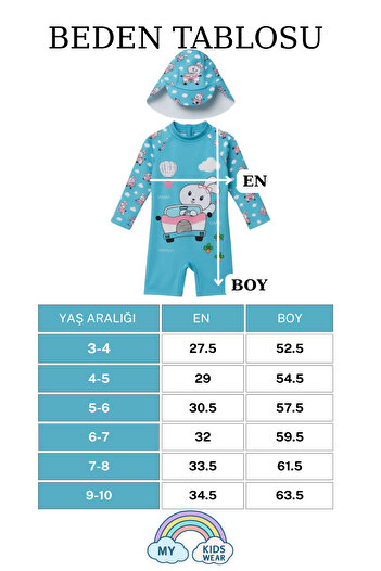 My Kids Wear Zippered Long Sleeve Girl's Swimsuit with Hat
