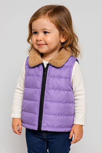 MAXI DRY Unisex Baby Kids Inflatable Vest with Fur Collar 6 Months to 3 Years Old