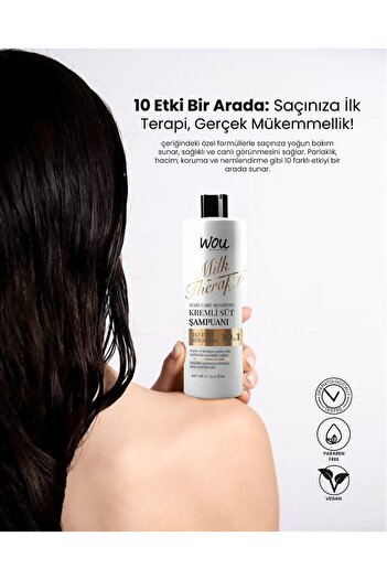 WOU World of Unique Milk Therapy Şampuan 400 ml Milk Therapy Milk Therapy Saç Bakım Sütü 150ml/lüx Tarak