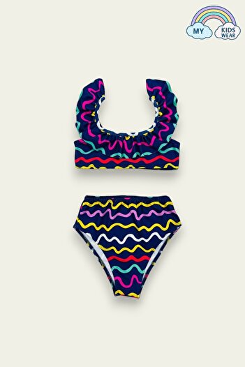 My Kids Wear Frilly Printed Girl's Swimsuit