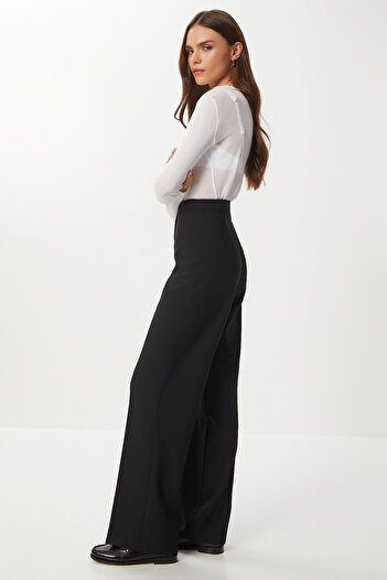 Lovelyİstanbul Stitched Straight Polyviscon Pants Lgp0023 Black